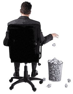 Recruiter throwing out paper resumes.